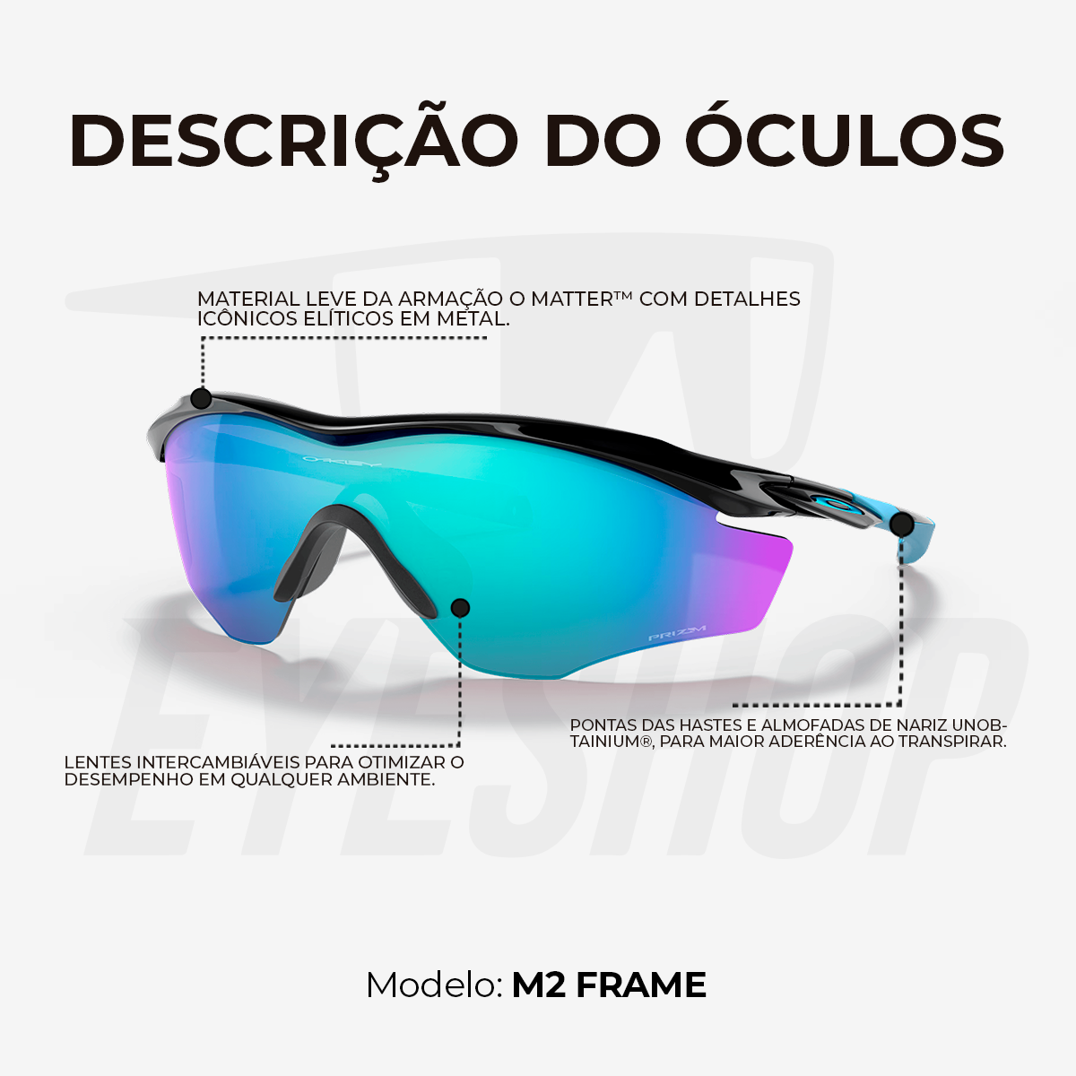 Óculos Oakley M2 Frame XL Polisehd Black Prizm Sapphire