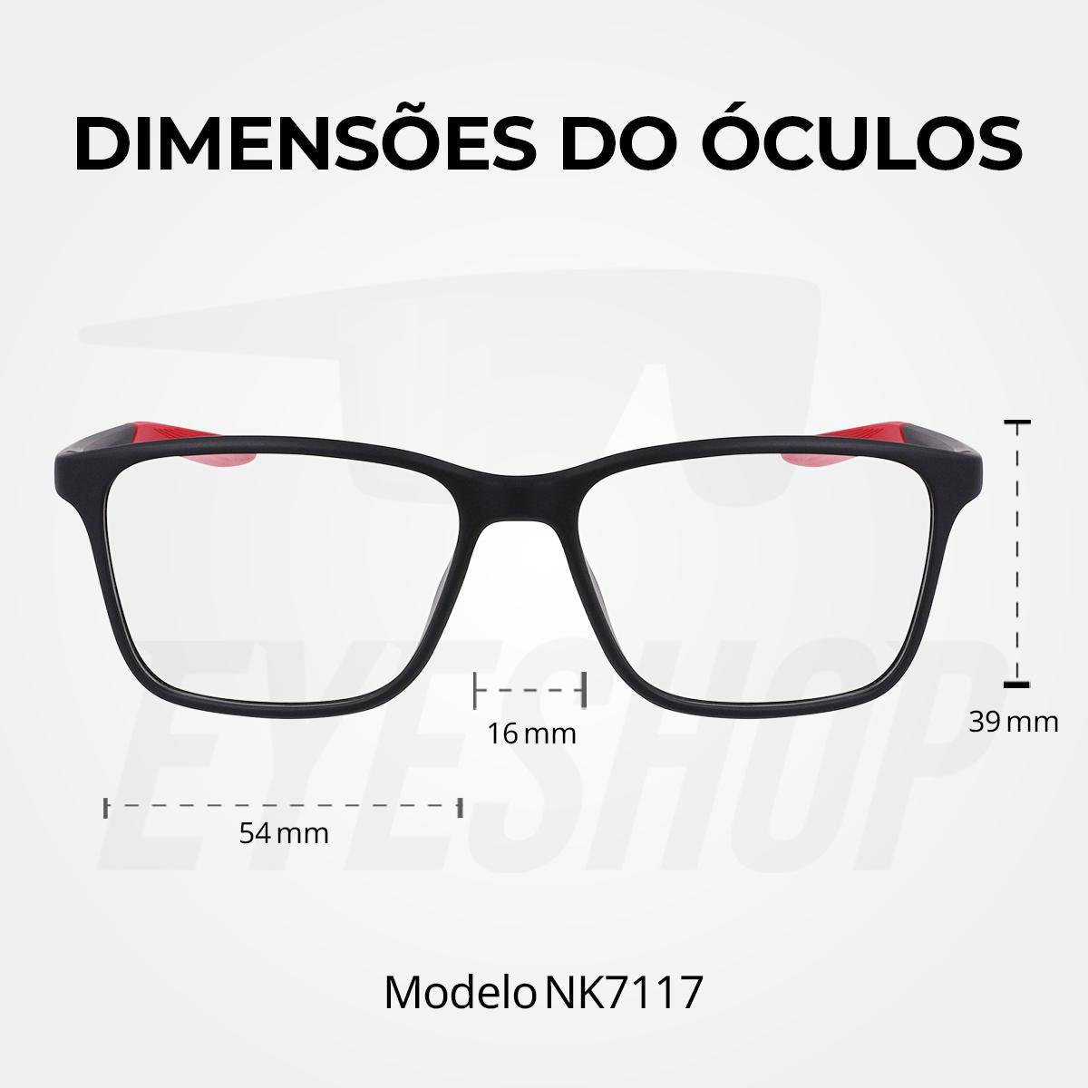 Óculos de Grau Nike 7117 Matte Black/Gym Red