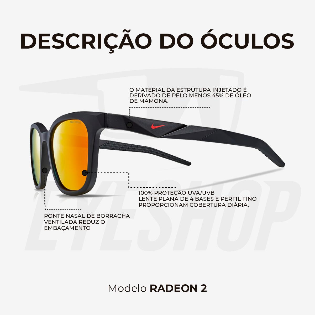 Óculos Sol Nike Radeon 2 FV2407 Matte Black Polarizado