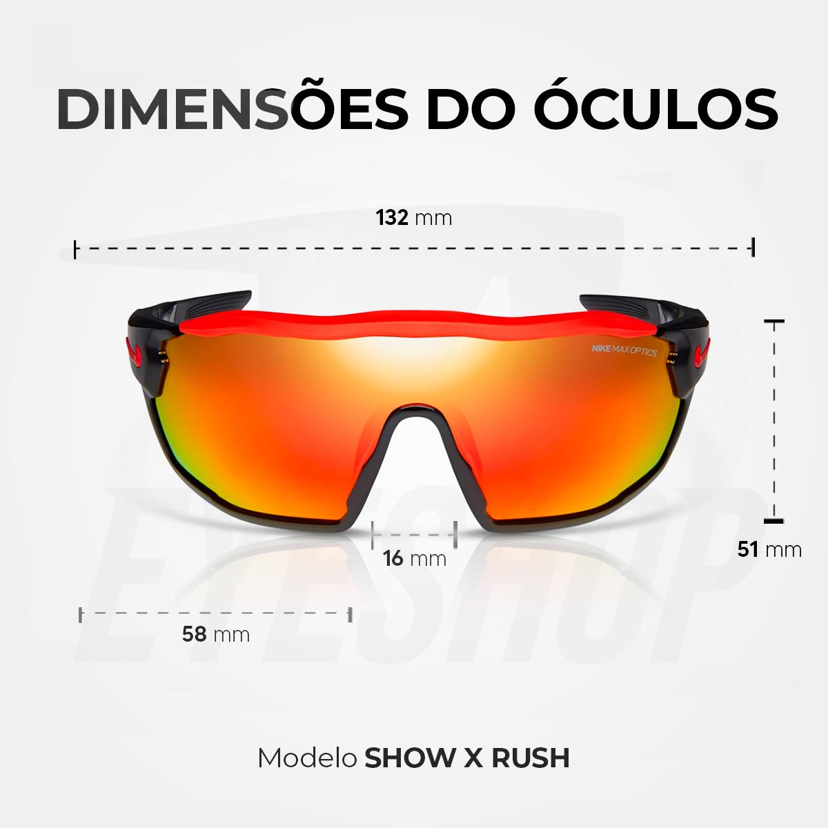 Óculos de Sol Nike Show X Rush DZ7370 Black Red Mirror