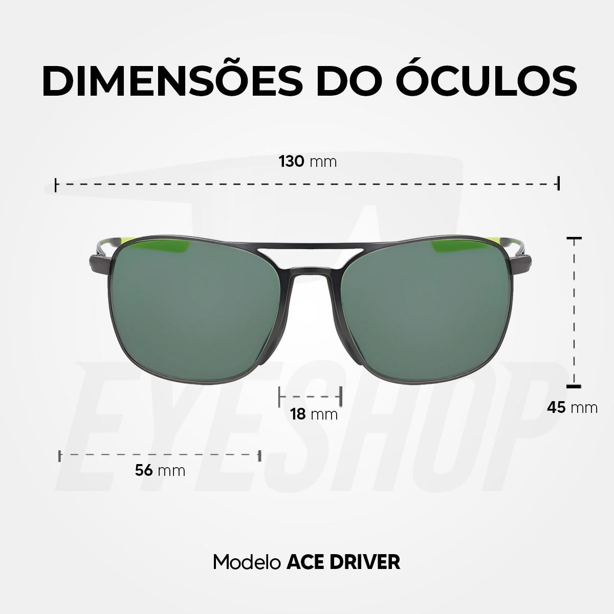 Óculos Sol Nike Ace Driver EV24010 Satin Gunmetal Green Polarized