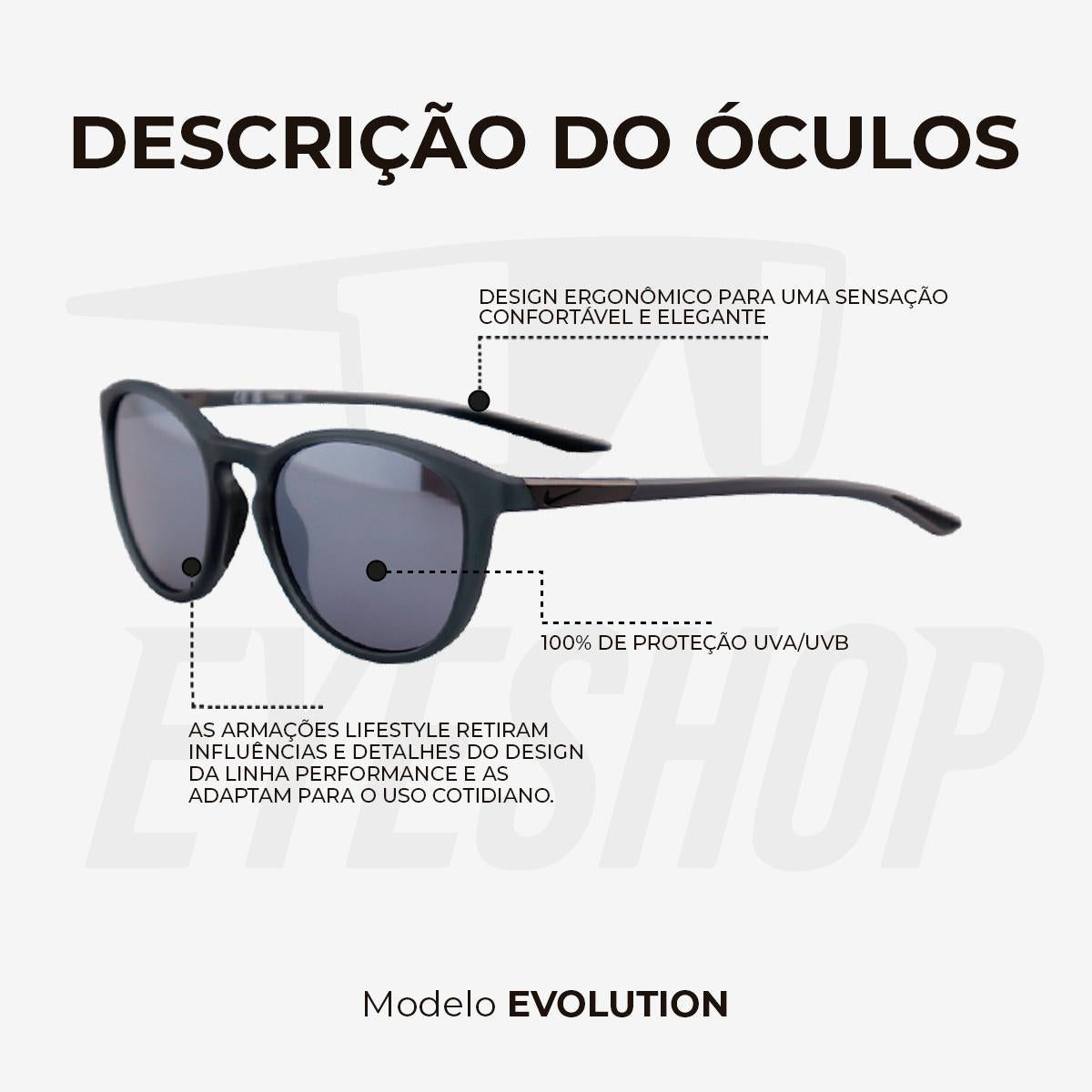 Óculos de Sol Nike Evolution DZ7360 Matte Dark Grey Silver Flash