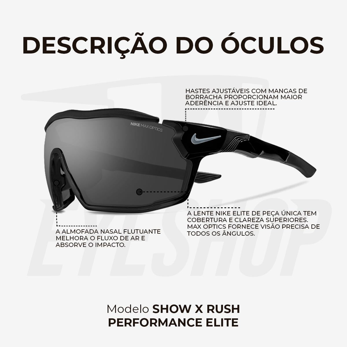 Óculos de Sol Nike Show Rush DZ7368 Anthracite Silver Flash