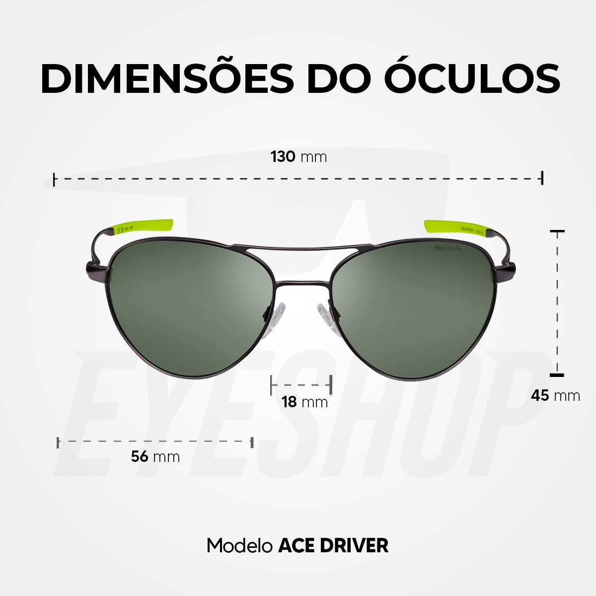 Óculos de Sol Nike Ace Driver I EV24041 Satin Gunmetal Green
