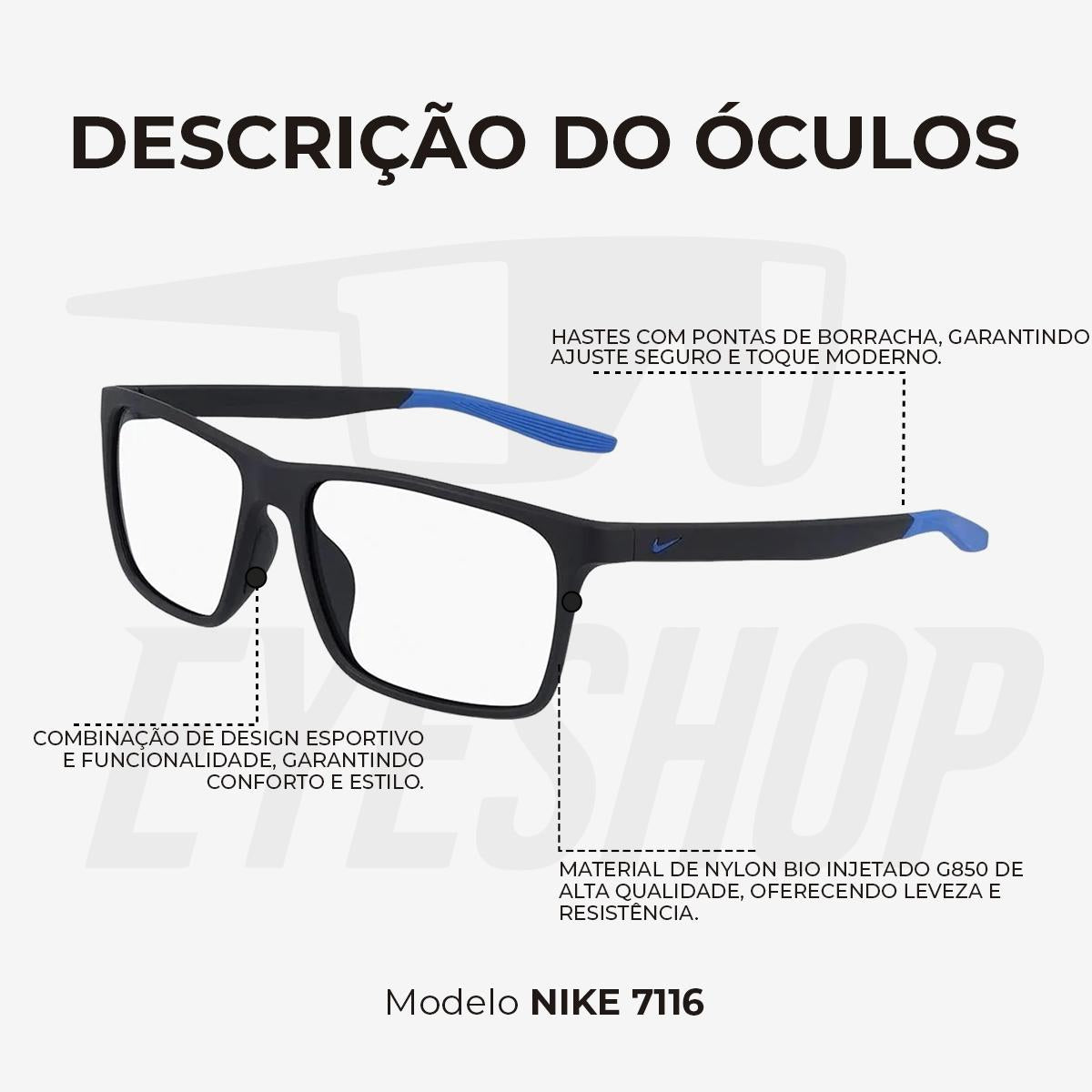 Óculos de Grau Nike 7116 Matte Gridiron/Pacific Blue