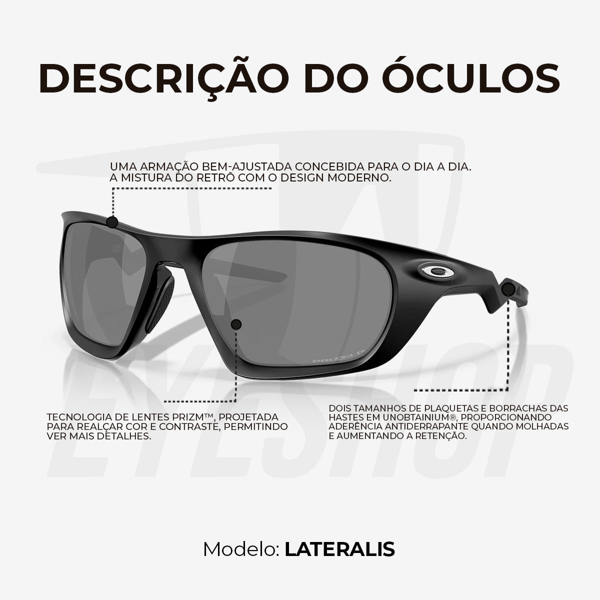 Óculos de Sol Oakley Lateralis Matte Black Polarized