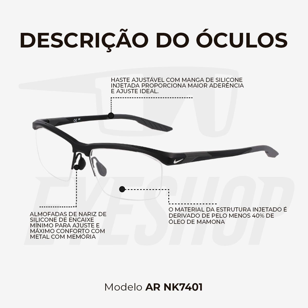 Óculos de Grau Nike 7402 Black