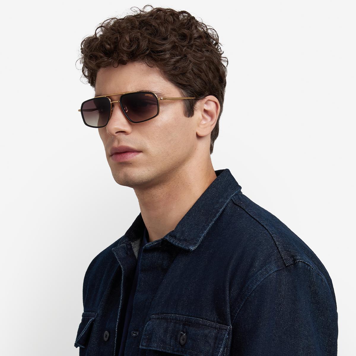 Óculos de Sol Carrera 338S Matte Black Gold Dark Brown Gradient