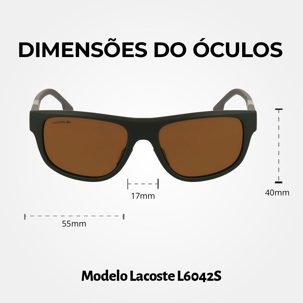 Óculos de Sol Lacoste 6042S Matte Khaki Brown Flash Gold