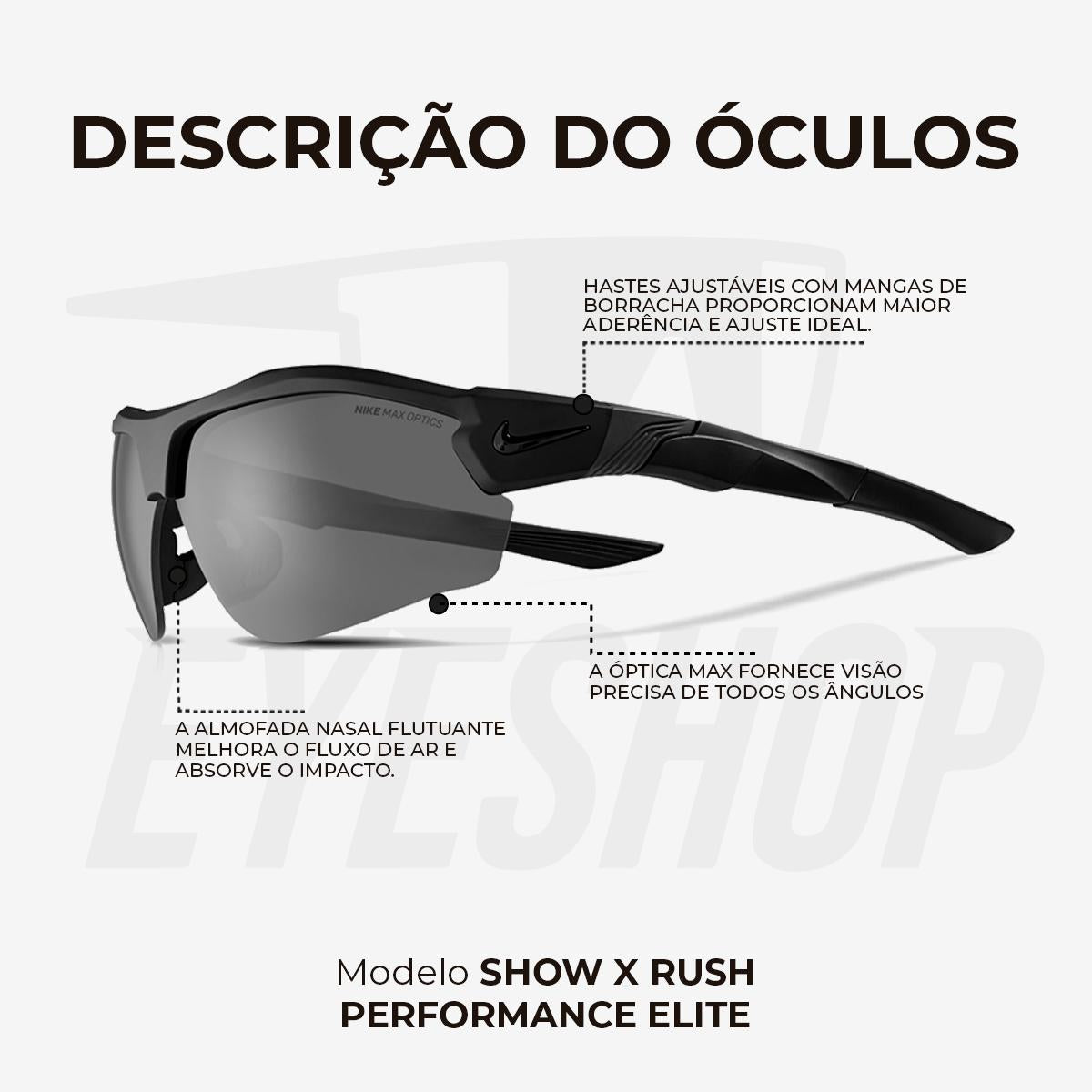 Óculos de Sol Nike Show X3 DJ2036 Black Dark Grey