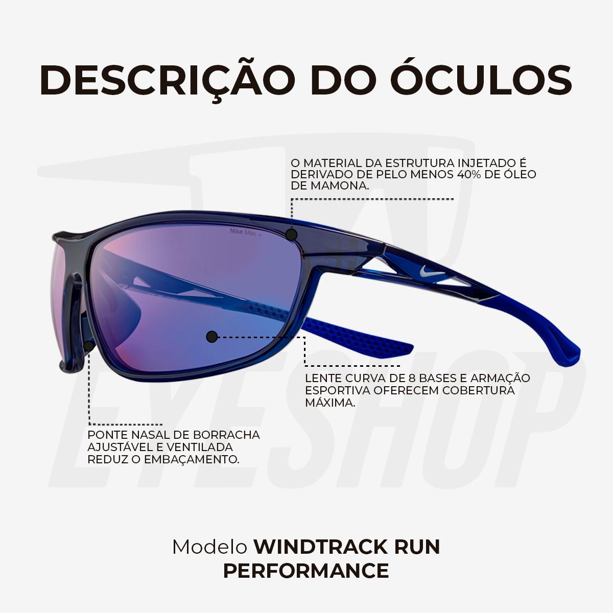 Óculos de Sol Nike Windtrack Run EV24004 Midnight Navy Blue Mirror