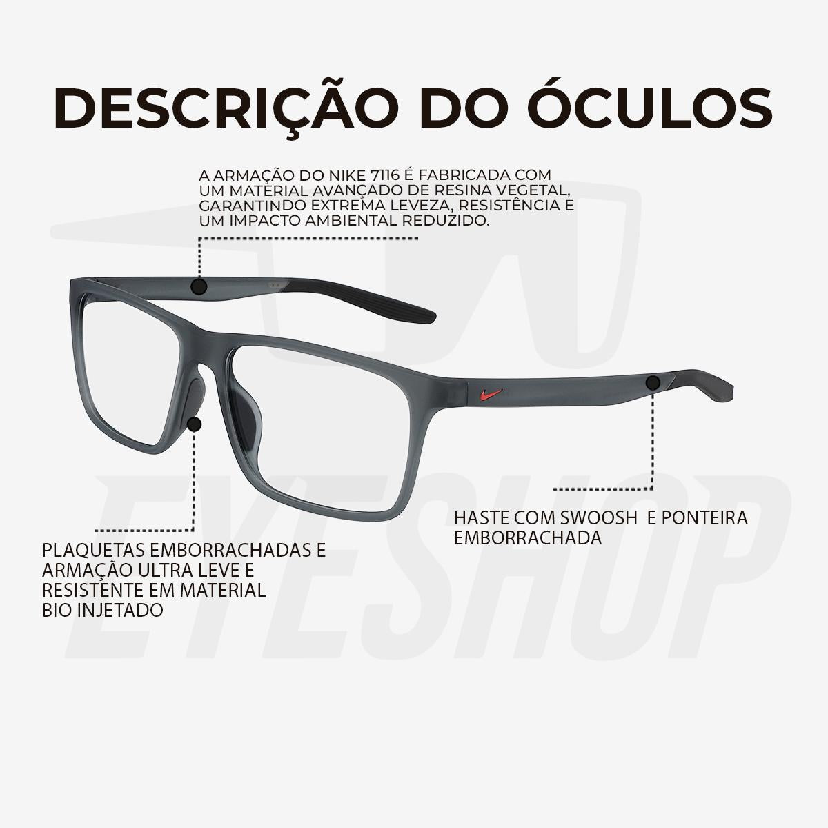 Óculos de Grau Nike 7116 Matte Dark Grey/Black