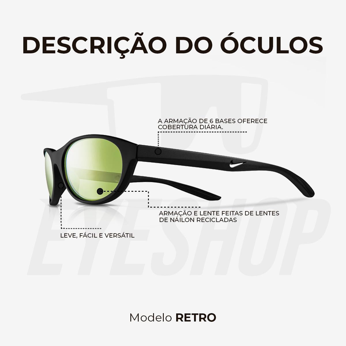 Óculos de Sol Nike Retro E DV6953 Black Green