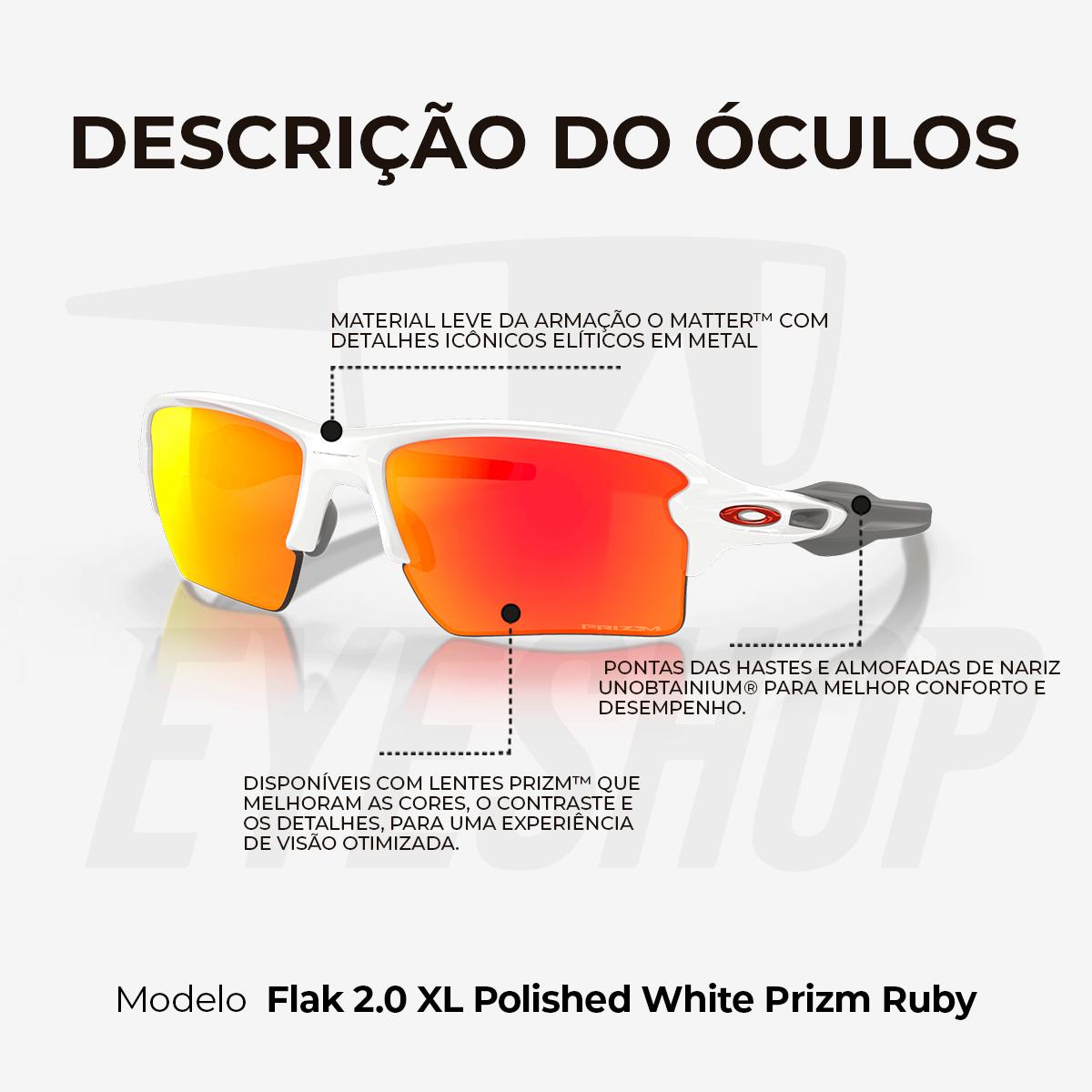 Óculos de Sol Oakley Flak 2.0 XL Polished White Prizm Ruby