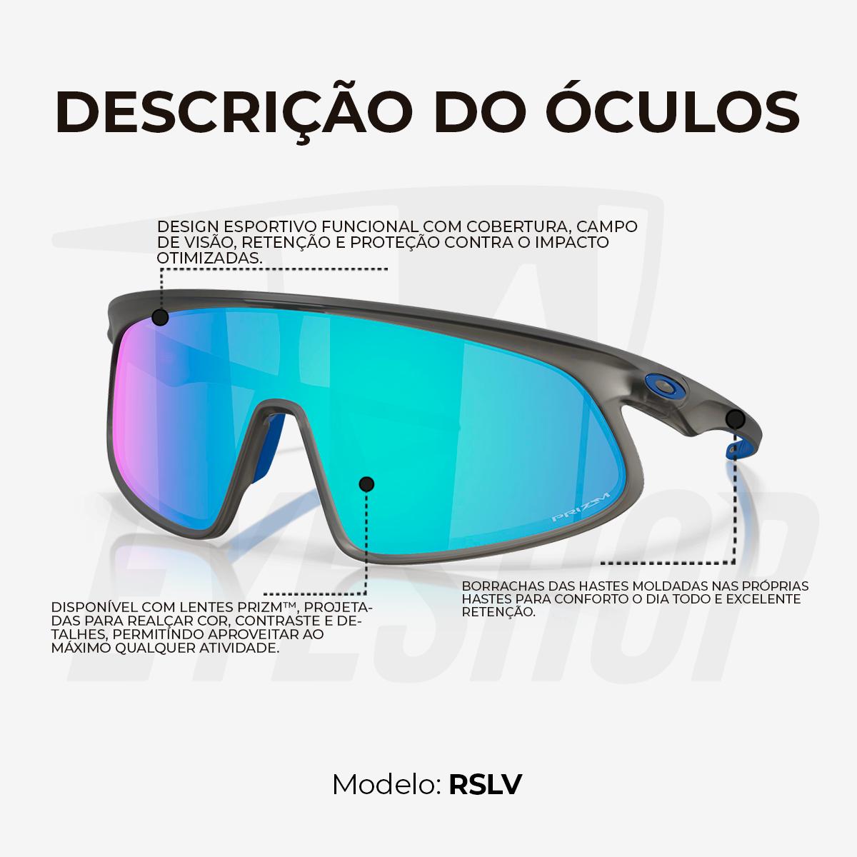 Óculos de Sol Oakley Rslv Matte Grey Smoke Prizm Sapphire