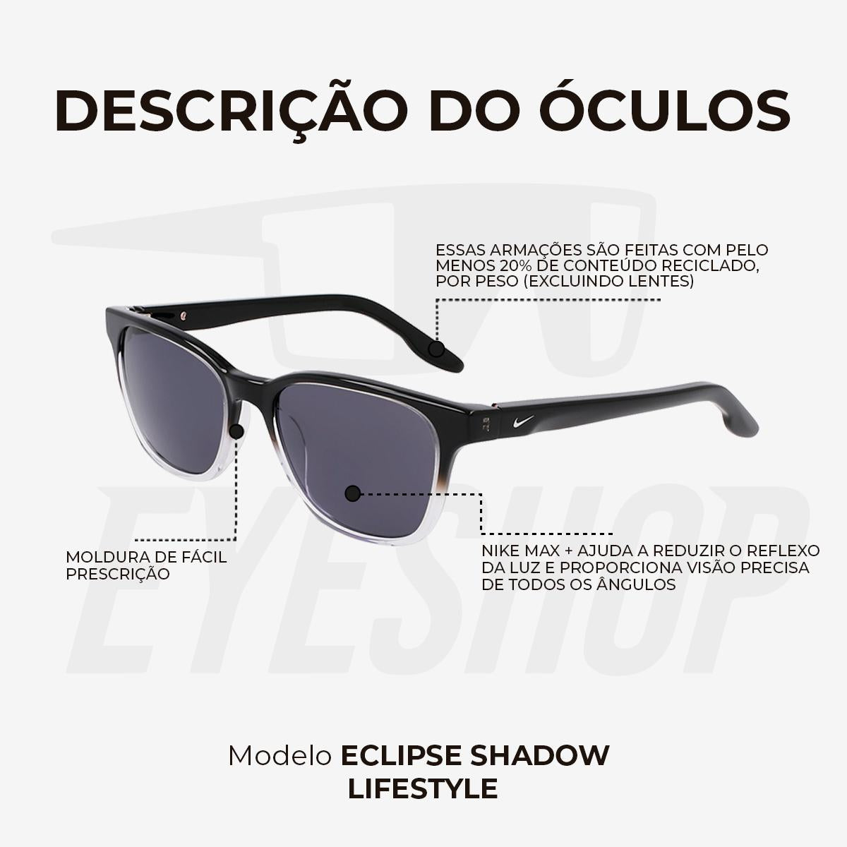 Óculos de Sol Nike Eclipse Shadow EV24047 Black Gradient Grey