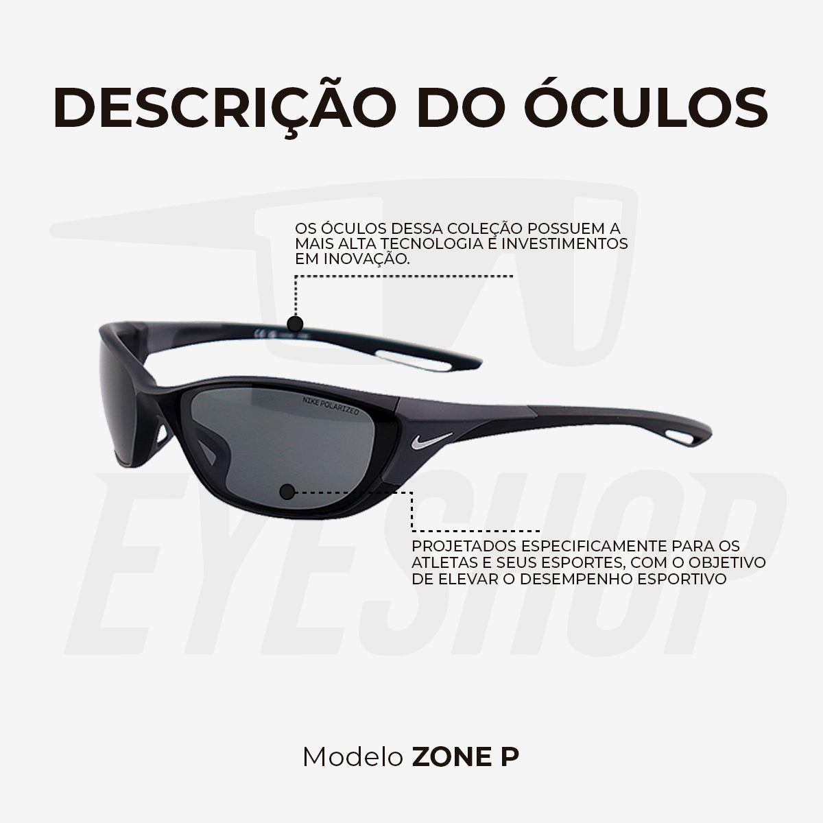 Óculos de Sol Nike Zone DZ7359 Matte Black Polarizado
