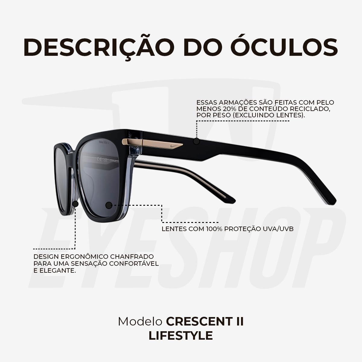 Óculos de Sol Nike Crescent II EV24018 Black Dark Grey