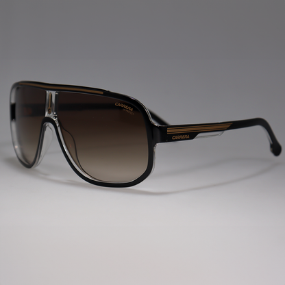 Óculos de Sol Carrera 1057S Black Gold on Clear Gradient Brown