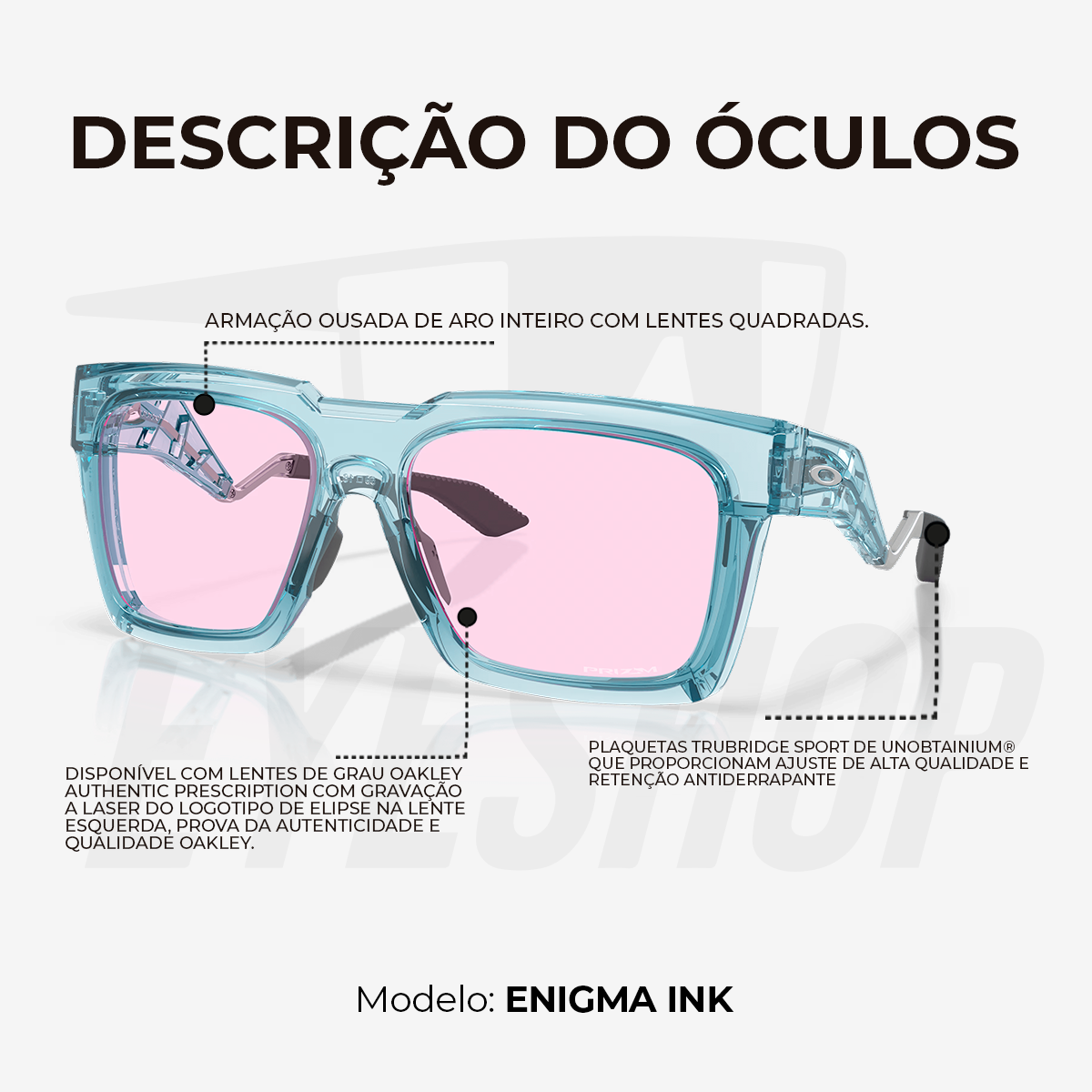 Óculos de Sol Oakley Enigma Ink Polished Transparent Stonewash Prizm Low Light