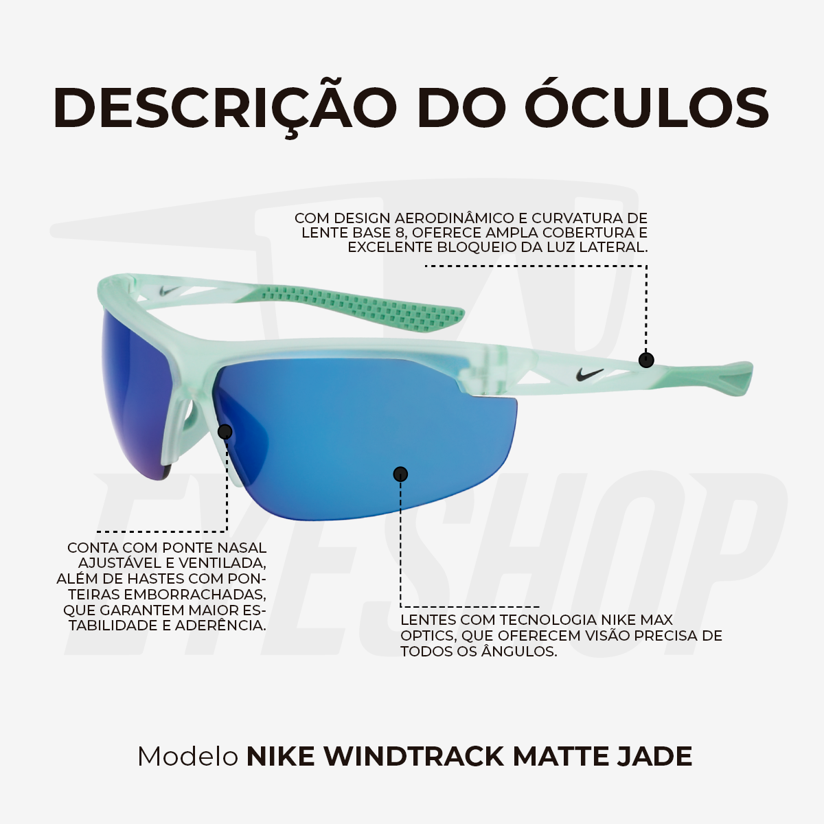 Óculos de Sol Nike Windtrack FV2398 Matte Jade Ice/Milky Blue Mirror