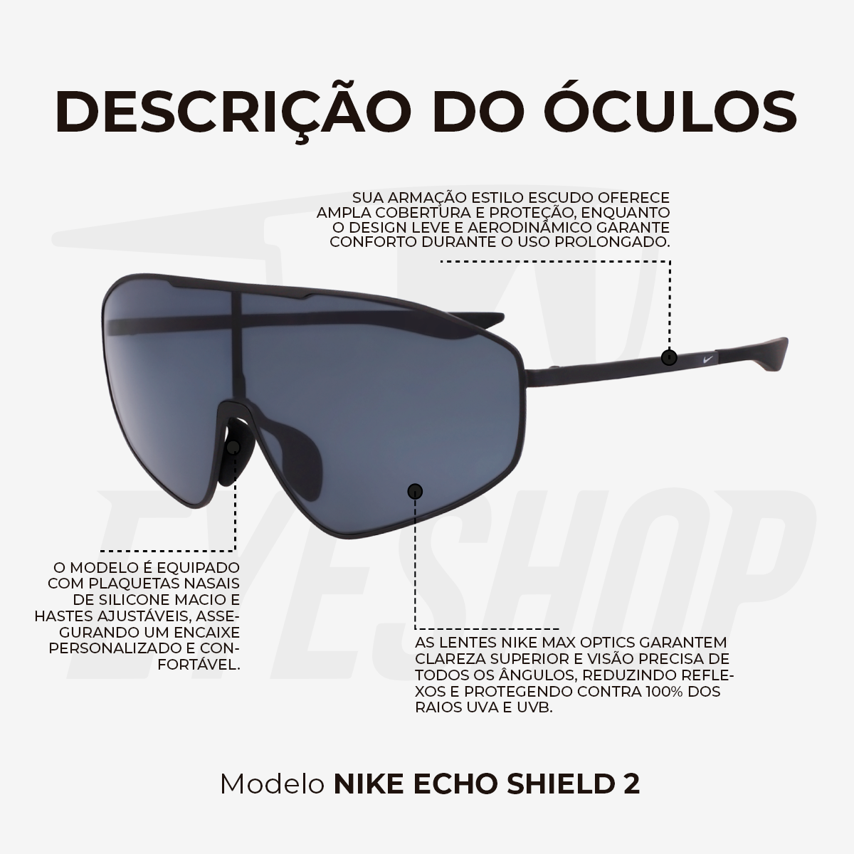 Óculos de Sol Nike Echo Shield 2 IF0986X Matte Black / Grey