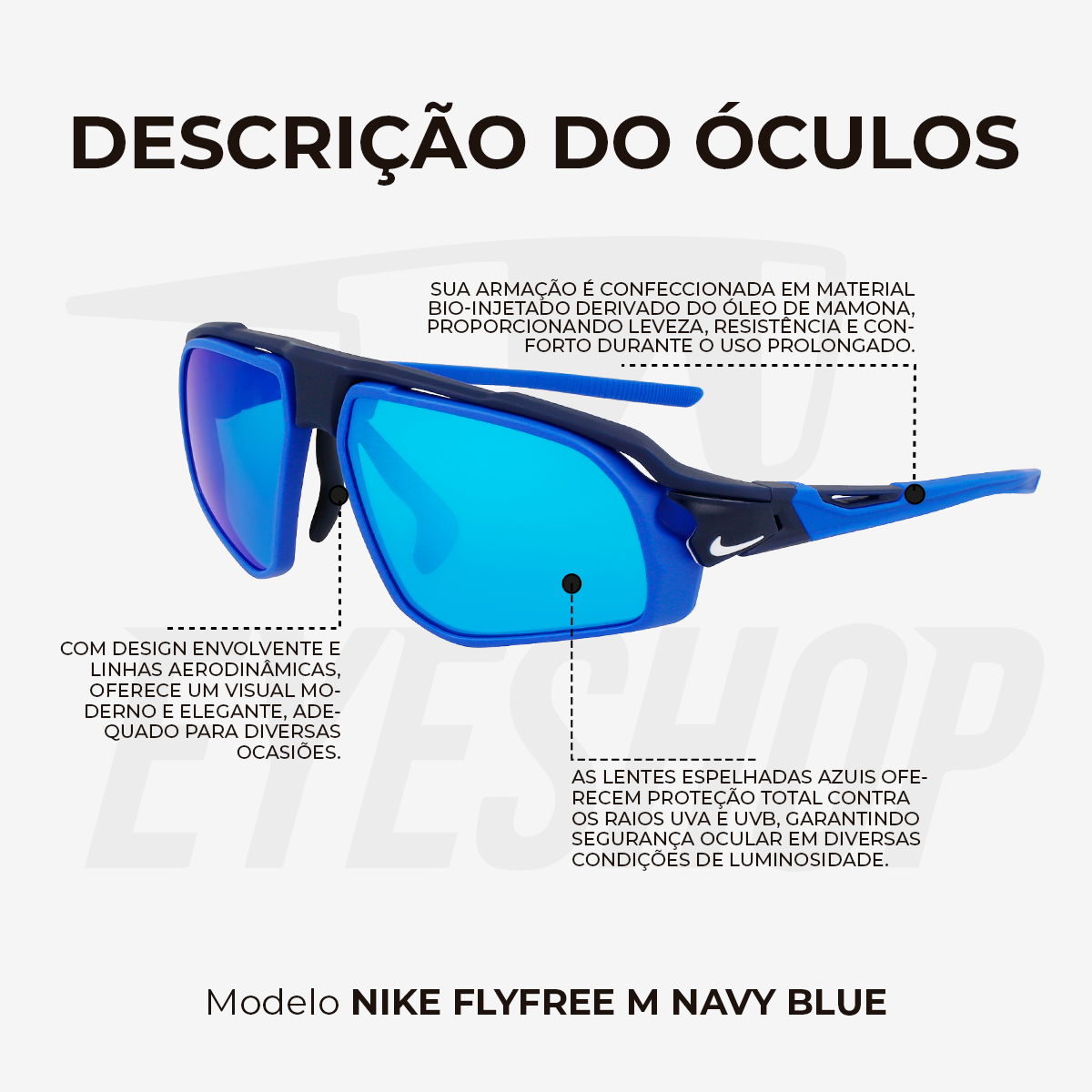Óculos de Sol Nike Flyfree M Matte Navy/Blue Mirror