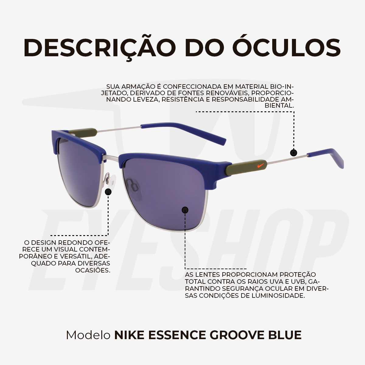 Óculos de Sol Nike Essence Groove IF1092X Matte Blue Void / Blue
