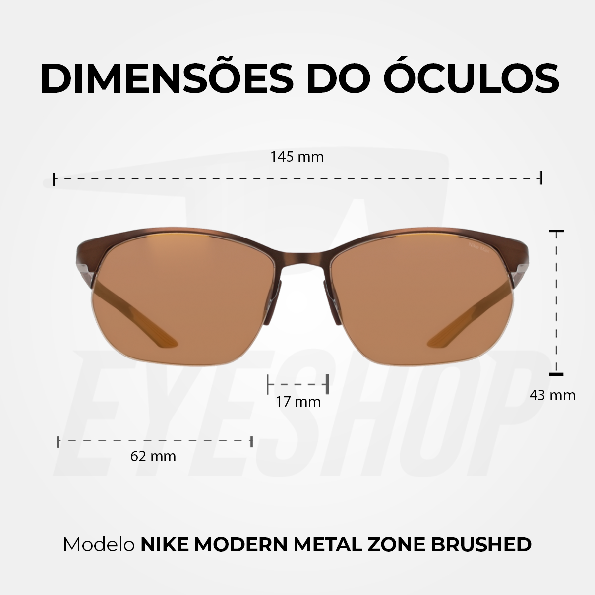 Óculos de Sol Nike Modern Metal Zone IH0911X Brushed Walnut / Amber Mirror