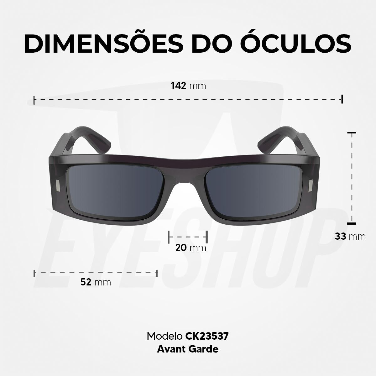 Óculos de Sol Calvin Klein 23537S Gray Green Plain blue