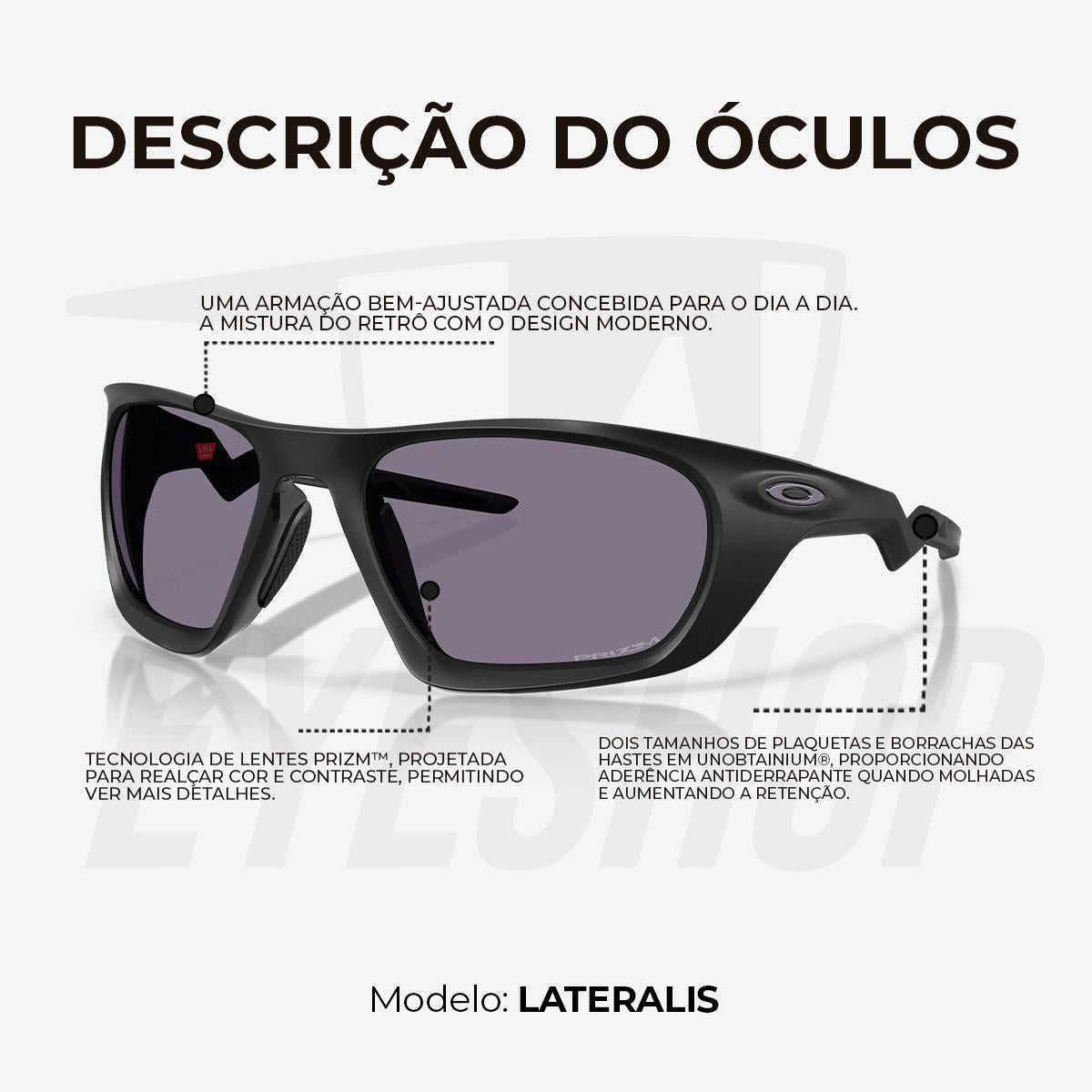 Óculos de Sol Oakley Lateralis Matte Black Ink Prizm Grey