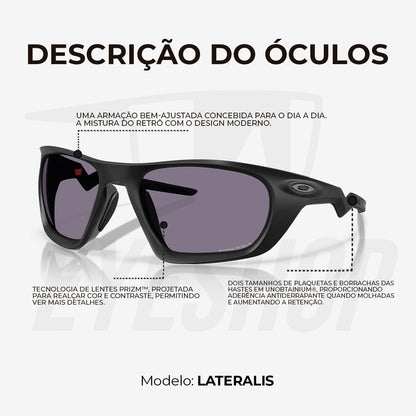 Óculos de Sol Oakley Lateralis Matte Black Ink Prizm Grey
