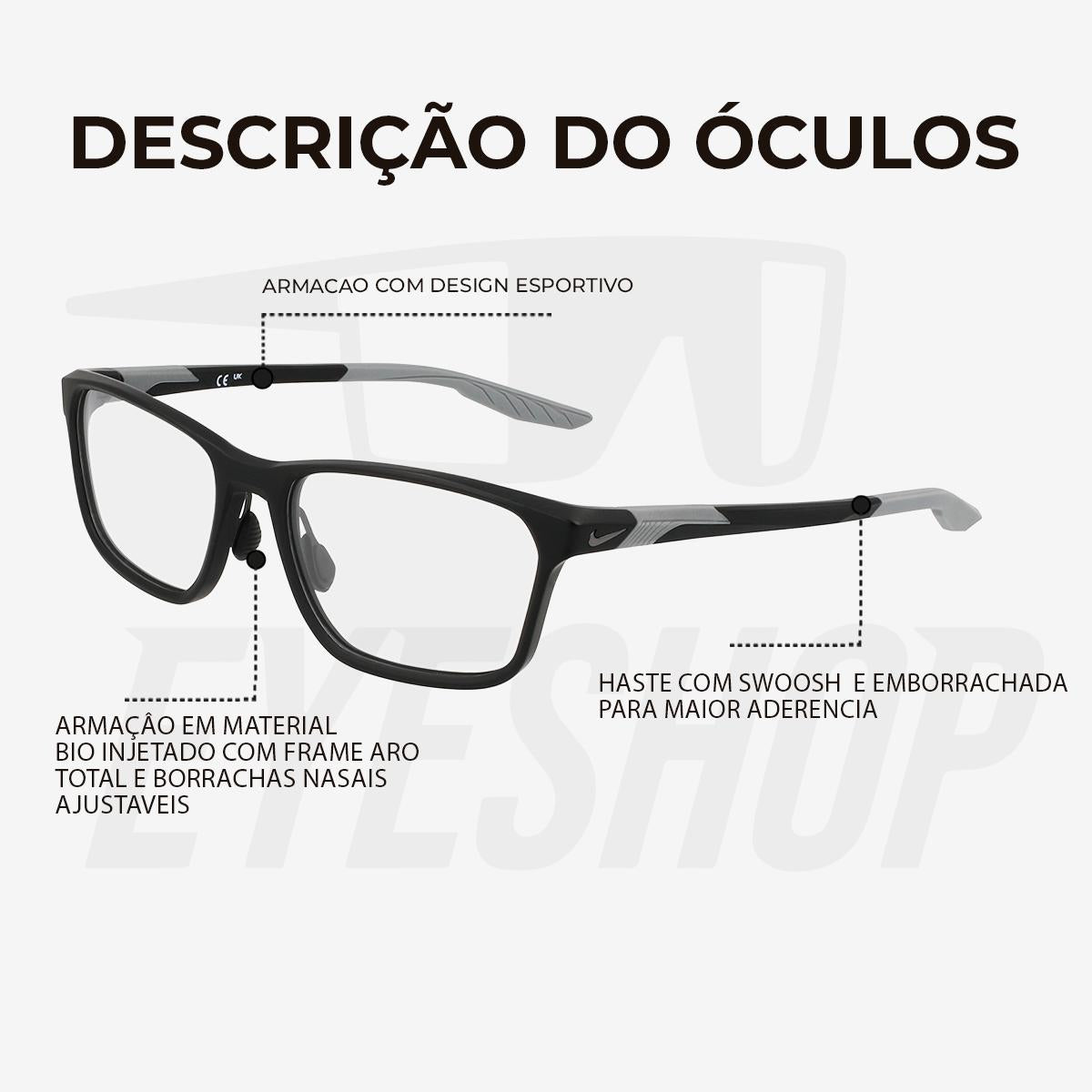 Óculos de Grau Nike 7405 Black