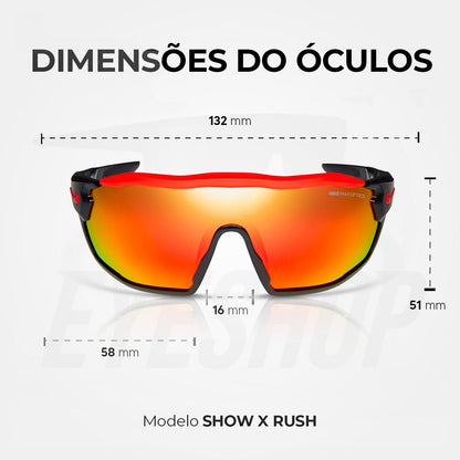Óculos de Sol Nike Show X Rush DZ7370 Black Red Mirror