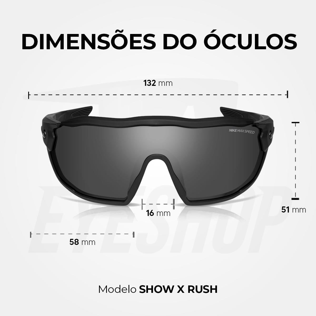 Óculos de Sol Nike Show Rush DZ7368 Black Dark Grey