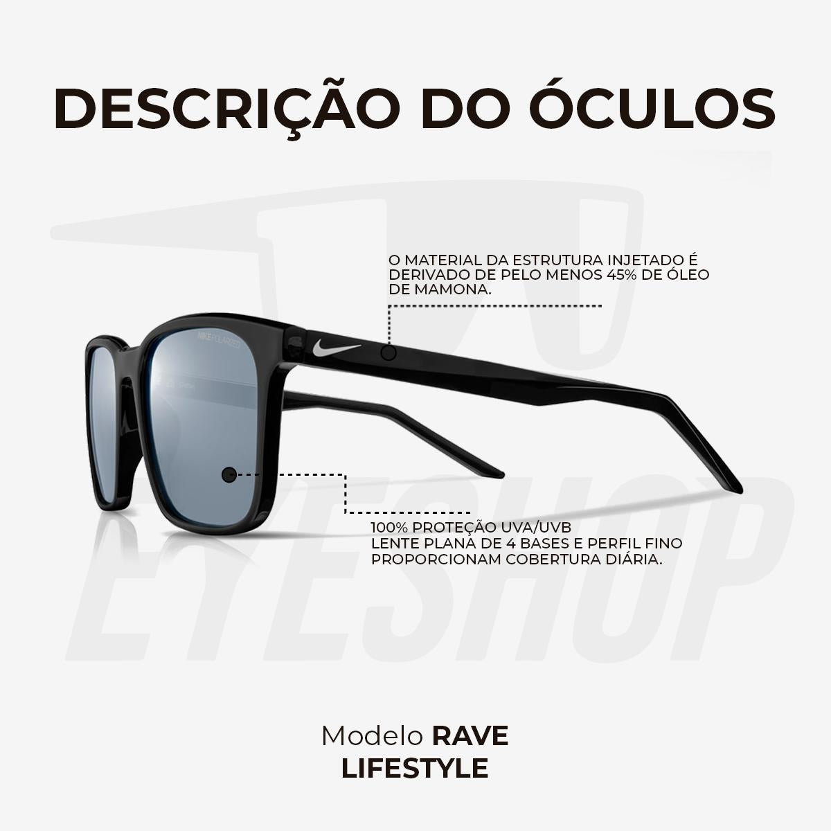 Óculos de Sol Nike Rave FD 1849 Black Polar Silver Polarized