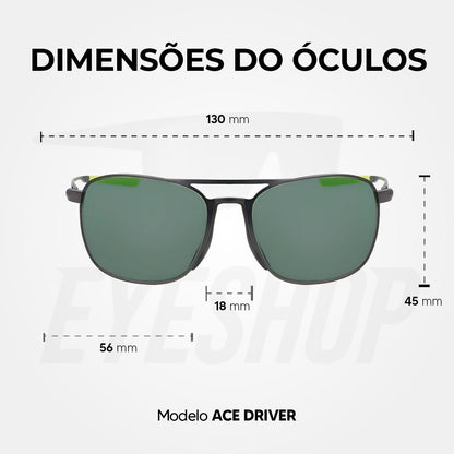 Óculos Sol Nike Ace Driver EV24010 Satin Gunmetal Green Polarized