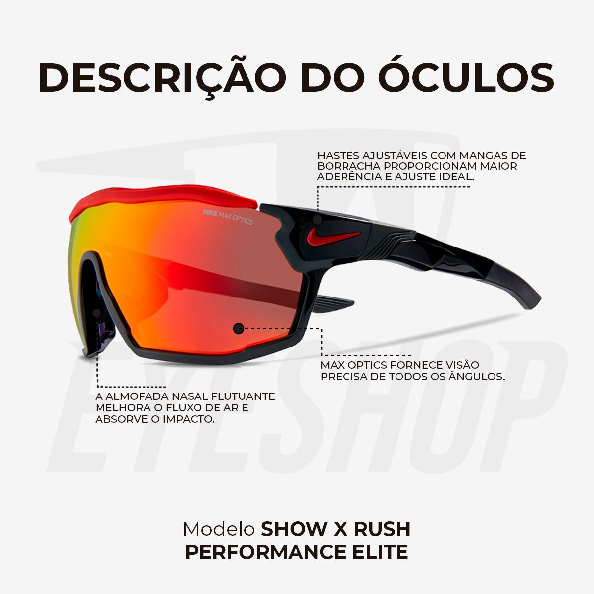 Óculos de Sol Nike Show X Rush DZ7370 Black Red Mirror