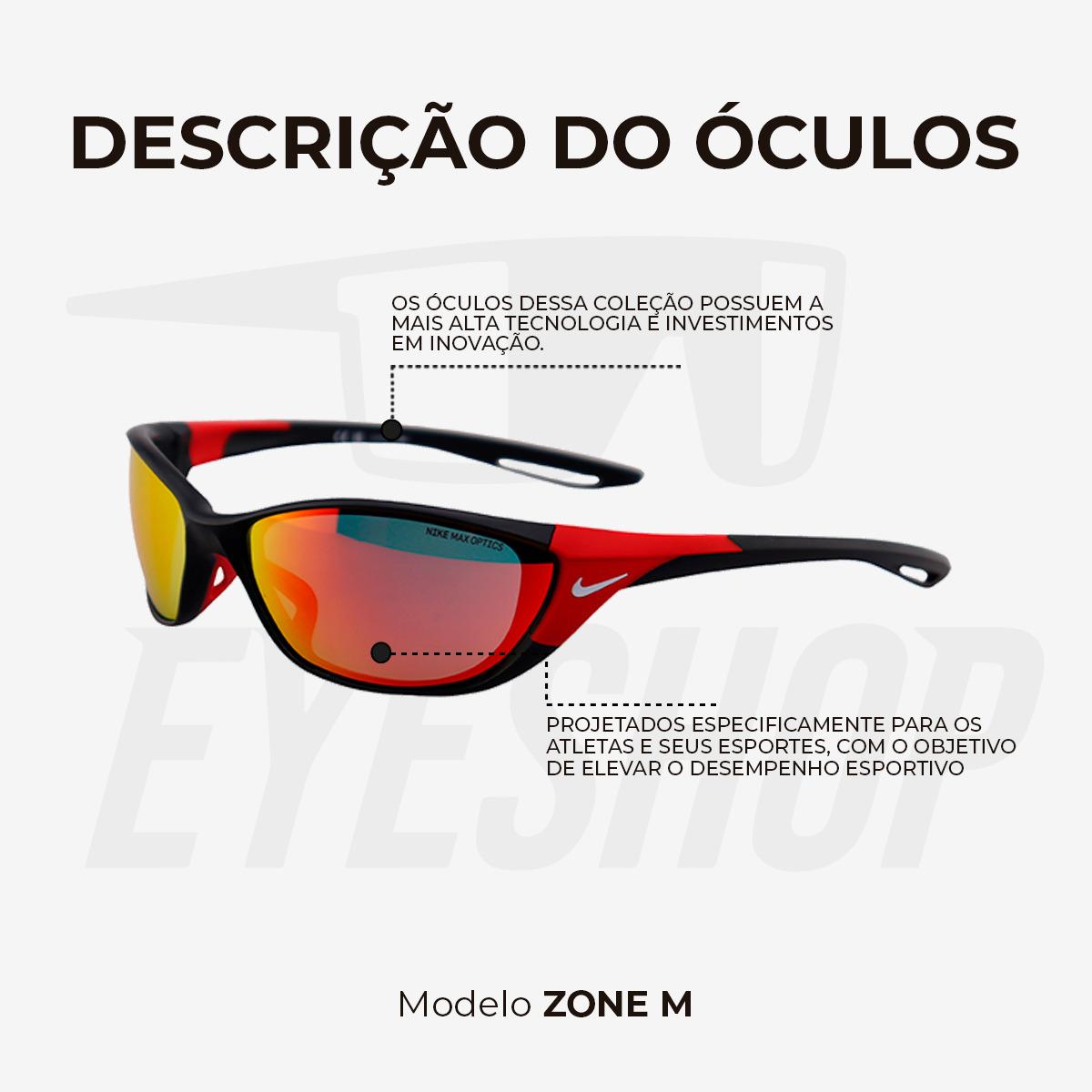 Óculos de Sol Nike Zone M DZ7358 Matte Black Red Mirror