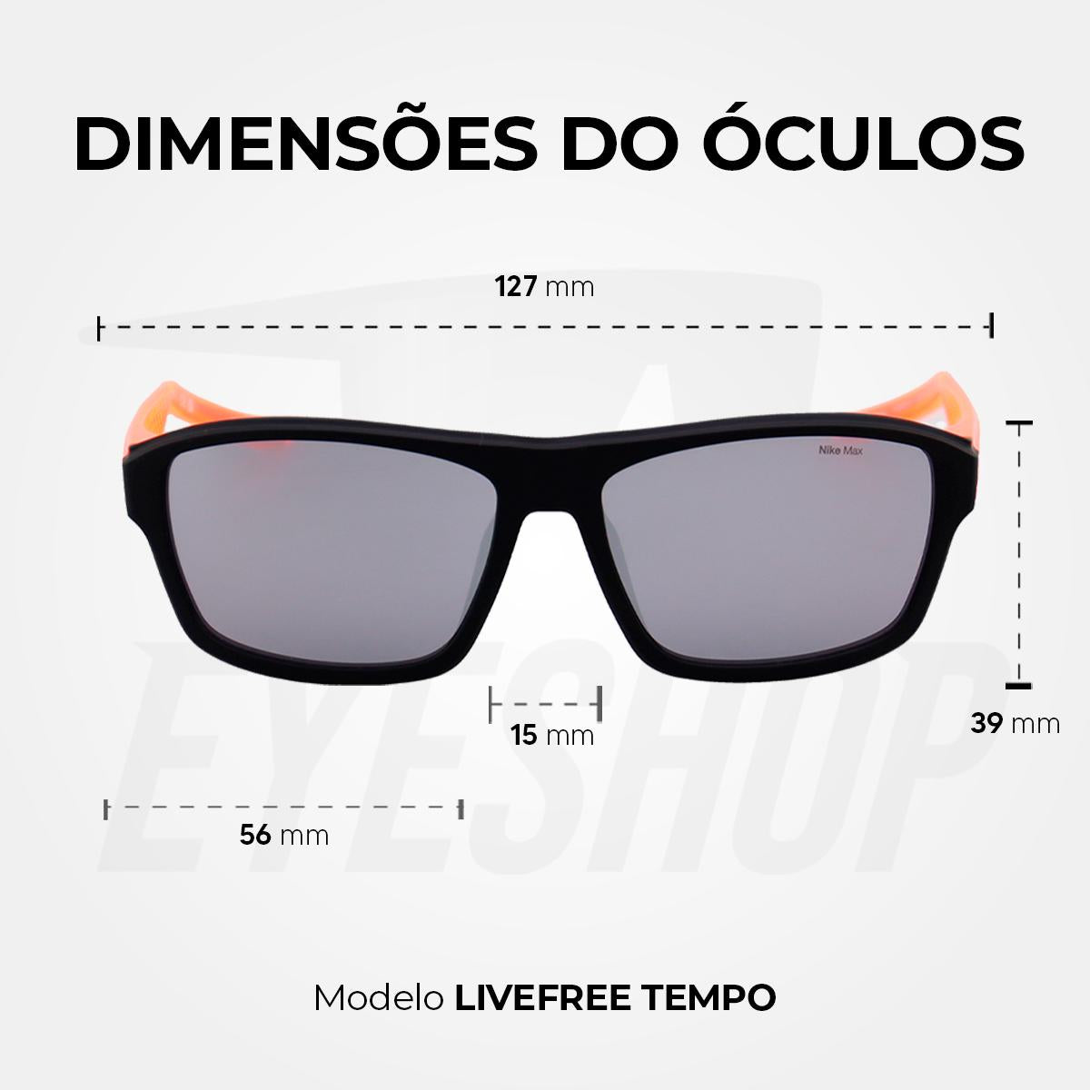 Óculos de Sol Nike Livefree Tempo EV24044 Matte Black Chrome