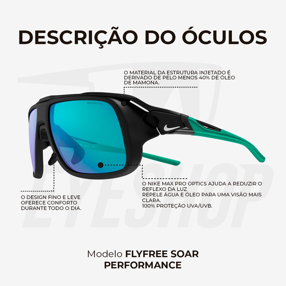 Óculos de Sol Nike Flyfree Soar EV24001 Matte Black Green