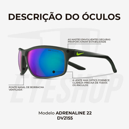 Óculos de Sol Nike Adrenaline 22 DV2155 Matte Black Green Mirror