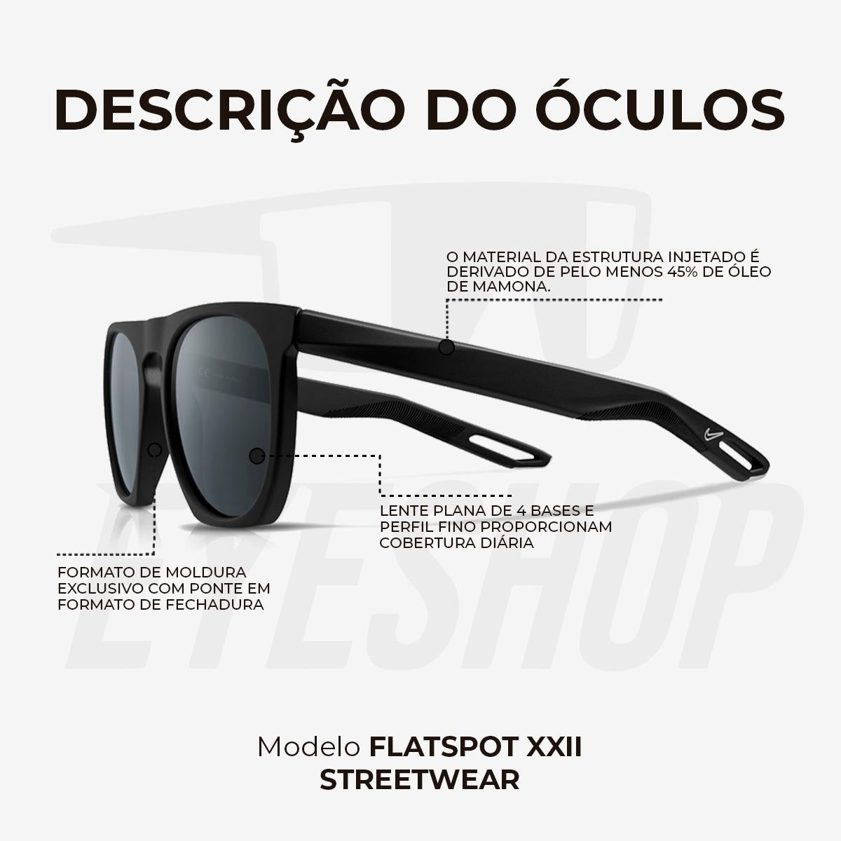 Óculos de Sol Nike Flatspot XXII DV2258 Black Dark Grey