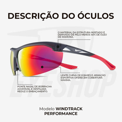Óculos de Sol Nike Windtrack FV2398 Matte Dark Grey Red
