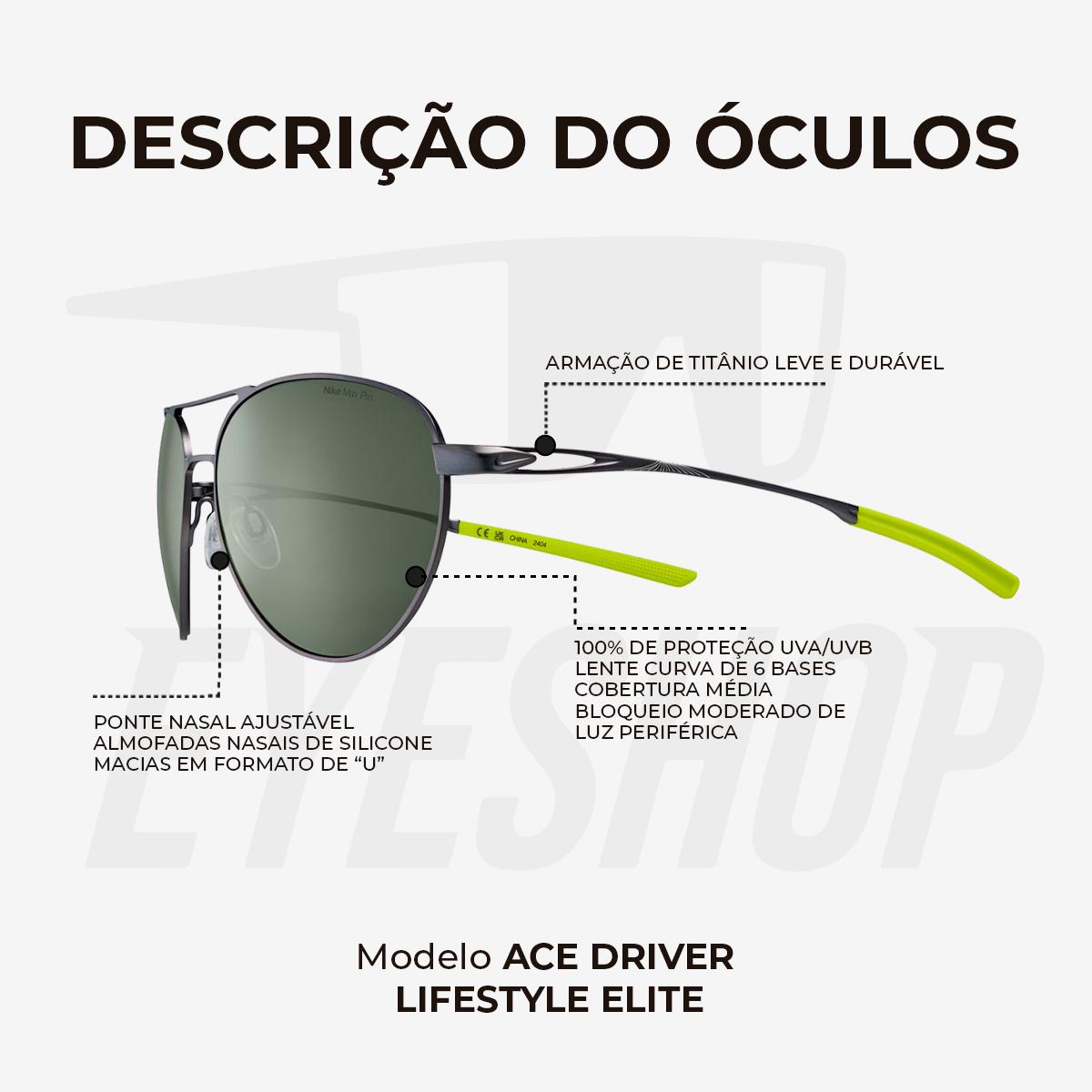 Óculos de Sol Nike Ace Driver I EV24041 Satin Gunmetal Green