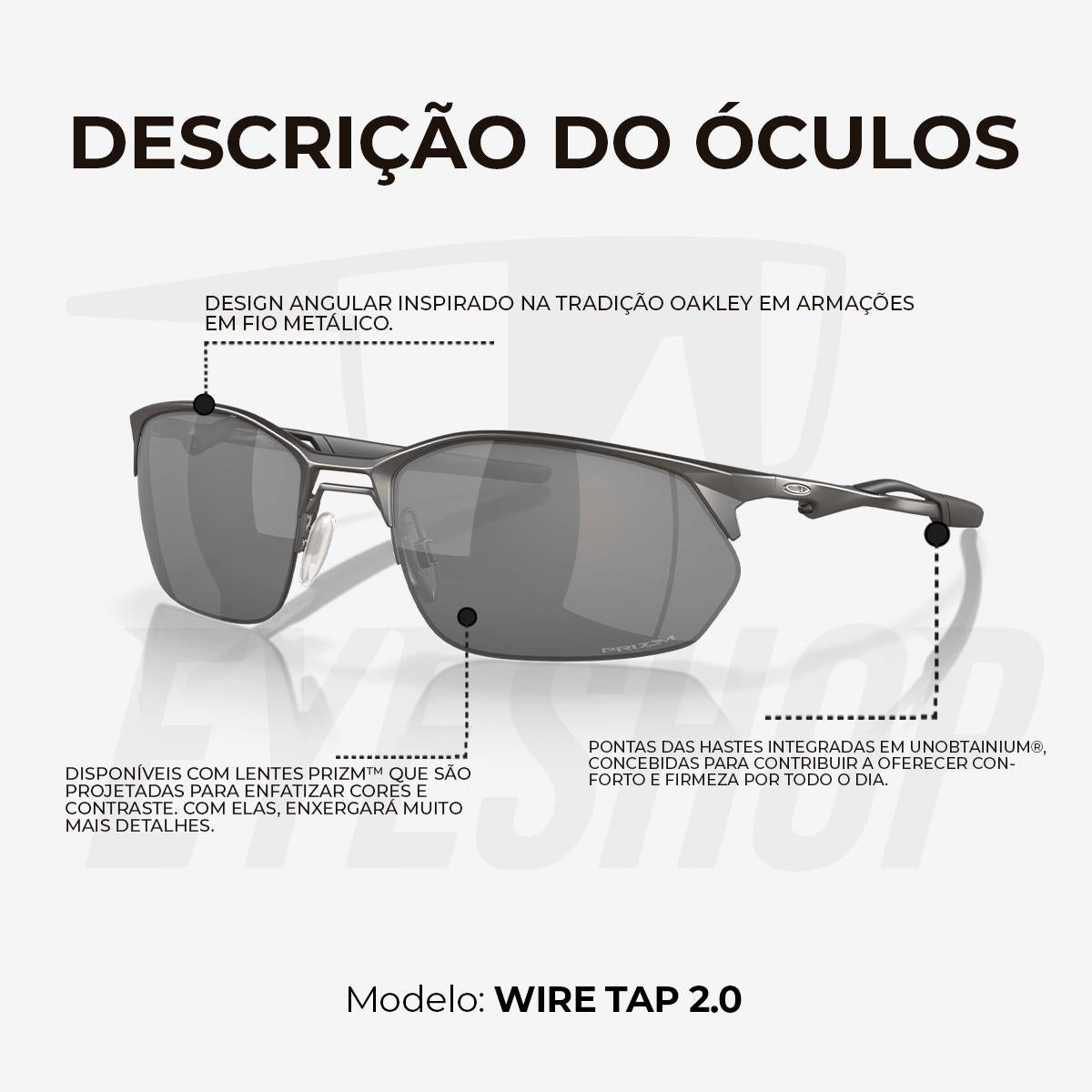 Óculos de Sol Oakley Wiretap 2.0 Matte Gunmetal Prizm Black