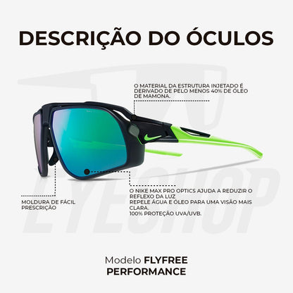Óculos de Sol Nike Flyfree M Matte Black Green Mirror