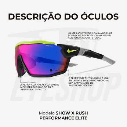 Óculos de Sol Nike Show X Rush DZ7369 Matte Black Field Tint