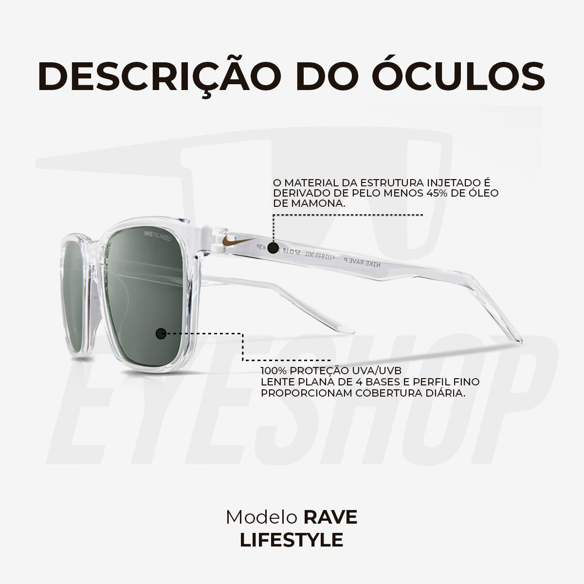 Óculos de Sol Nike Rave FD 1849 Clear Green Polarizado