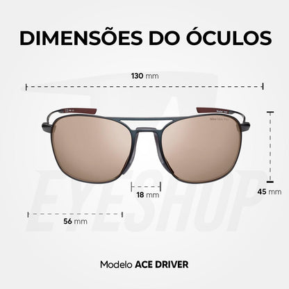 Óculos de Sol Nike Ace Driver EV24009 Satin Gunmetal Course Brown